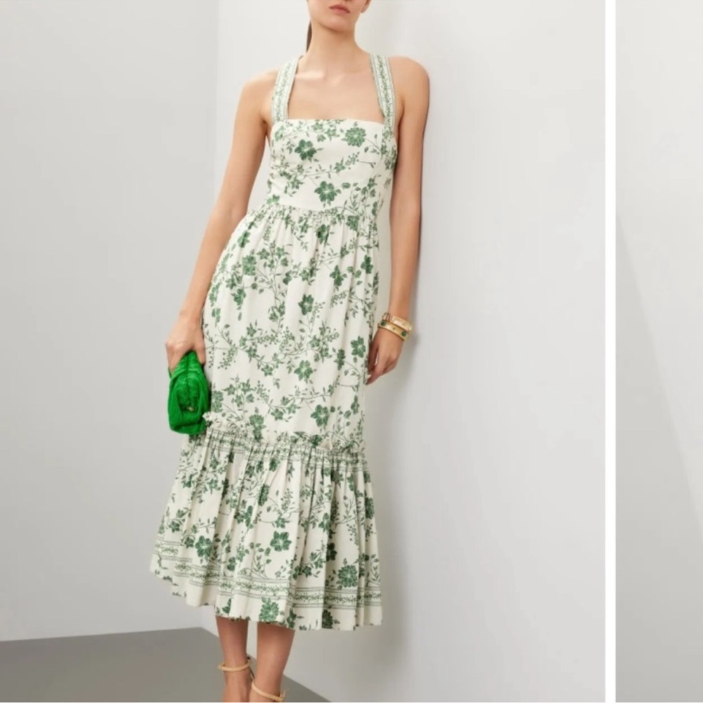 Cara Cara Green and White Floral Maxi Dress